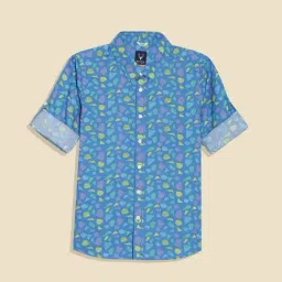 Allen Solly Boys Blue Cotton Slim Fit Printed Shirt-picture-33