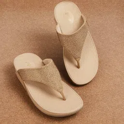 Ginger by Lifestyle Women's Camel Thong Wedges image 1