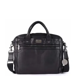 KOMPANERO Aaron Black Leather Solid Messenger Bag image 1