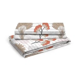 Layers Tropical Fever Nature Orange 144 TC Cotton Queen Bed Sheet with 2 Pillow Covers image 2