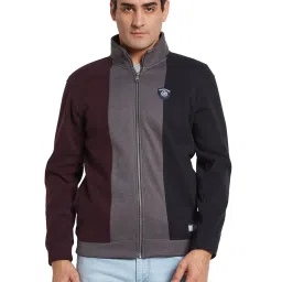 Octave Maroon Regular Fit Colour Blocked Sweatshirt image 1