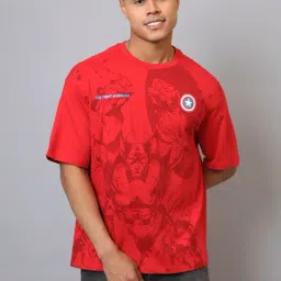 Free Authority Red Cotton Solid Relaxed Fit T-Shirt-image-16