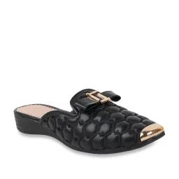 The White Pole Women's Black Mule Shoes image 2