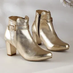 Flat N Heels Women's Gold Casual Booties image 1