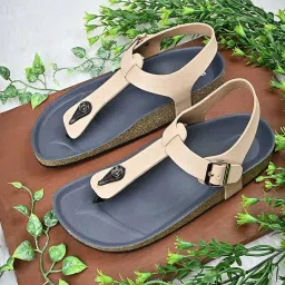 Rocia by Regal Women's Beige Ankle Strap Sandals image 1