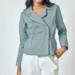 The Label Life Blue Polyester Comfort Fit Solid Jacket image 1