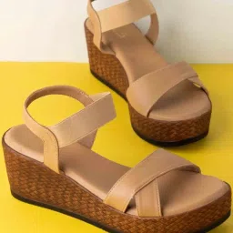 Inc.5 Women's Beige Ankle Strap Wedges image 1