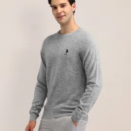 U.S. Polo Assn. Grey Wool Regular Fit Logo Sweaters image 1