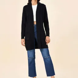 Rangmanch by Pantaloons Black Self Design Cardigans image 1