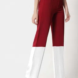 Kotty Red & White Color-Block Trousers image 1