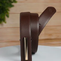 Carlton London Brown Leather Textured Casual Belt for Men image 1