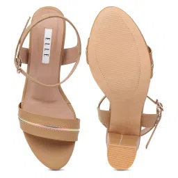 Elle Women's Beige Ankle Strap Sandals image 3