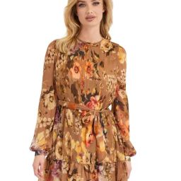 Guess Brown Print Full Sleeves Dress-picture-41