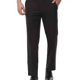 Van Heusen Black Mid Rise Solid Trousers image 1