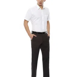 Van Heusen Black Mid Rise Solid Trousers image 5