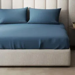 Nautica Echo-300 Blue Cotton 300 TC King Size Bedsheet With 2 Pillow Covers image 4