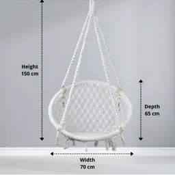 Swingzy White Round-Shaped Hammock Swing With Cushion image 4