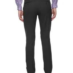 Louis Philippe Dark Grey Mid Rise Flat Front Trousers image 2
