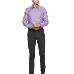 Louis Philippe Dark Grey Mid Rise Flat Front Trousers image 5
