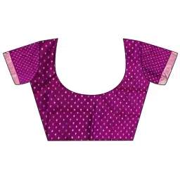 Elora Purple Lichi Silk Jacquard Zari Weaving Saree With Unstitched Blouse image 5