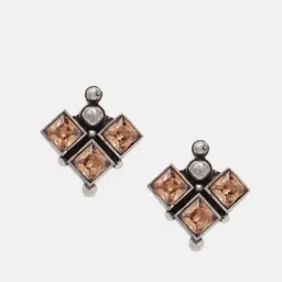 Priyaasi Copper Artificial Stones Oxidised Contemporary Stud Earring image 2