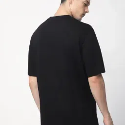 R&B Black Cotton Relaxed Fit Printed T-Shirt image 2