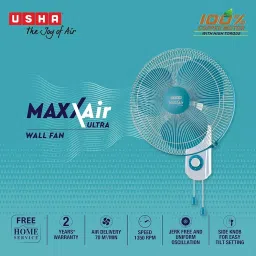 Usha Maxx Air Ultra Wall Fan 3 Blades 55 W 400 mm 1350 RPM Speed, Light Blue image 3