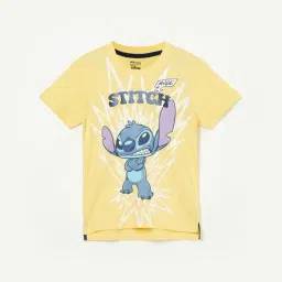 Fame Forever By Lifestyle Yellow Cotton Regular Fit Printed T-Shirt-picture-41