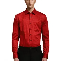 Louis Philippe Red Slim Fit Printed Shirt-image-5