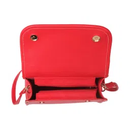 PELLE LUXUR Red Medium Satchel HandBag image 5