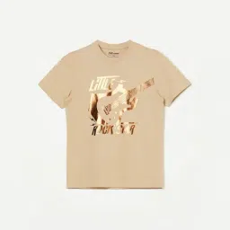 Fame Forever By Lifestyle Beige Cotton Regular Fit Printed T-Shirt-picture-23