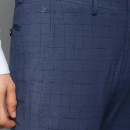 Louis Philippe Permapress Blue Regular Fit Flat Front Trousers image 4
