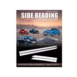 Auto Pearl OE Type Car Side Beading Chrome Silver Finish Compatible For Hyundai Verna Fluidic, SideBeading_Chrome_VernaFluidic image 2