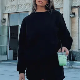 HERE&NOW Round Neck Sweatshirt With Shorts Co-Ords image 5