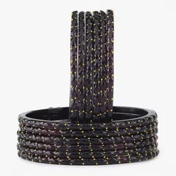 SHRASHTI Black Glass Artificial Stones & Beads Bangle image 1