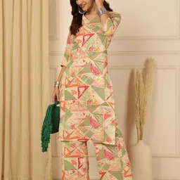 Anouk Rustic Women Printed Regular Pure Cotton Kurta with Palazzos image 5