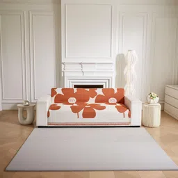 HOMETHREADS Orange Embroidered Sofa Cover image 3