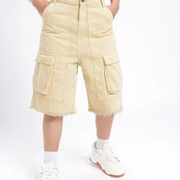 DressBerry Women Modern Cool Frayed Hem High-Rise Denim Cargo Jorts image 2