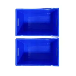 SINGHAL Multipurpose Portable Blue Plastic Crate for Large Storage Bin (Pack of 2) image 3