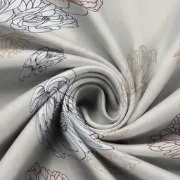 WEAVE AND DECOR Beige & White Floral Microfiber 300TC King Fitted Bedsheet Set-1.98mx1.98m image 5