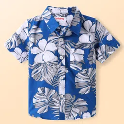 Babyhug Cotton Woven Half Sleeves Shirt with Floral Print - Blue-picture-37