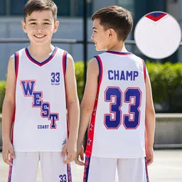 Pine Active Knit Sleeveless T-Shirt & Short Set with Text Print - White Red & Blue-picture-31