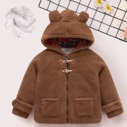 Mark & Mia Full Sleeves Hoodie With Ear Applique & Pocket Detailing -Brown-picture-19