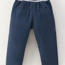 Babyhug Cotton Woven Full Length Pant Text Printed - Navy image 2