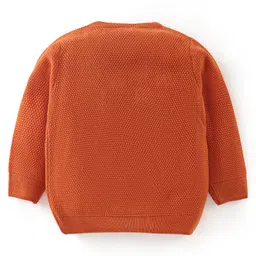 Babyhug 100% Acrylic Knit Full Sleeves Sweater with Text Design - Orange image 2
