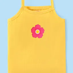 Babyhug 100% Cotton Knit Sleeveless Antibacterial Slips  with Floral & Polka Dots Print  Pack of 3 - Pink Yellow & White image 2