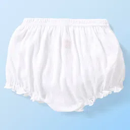Babyhug 100% Cotton Premium Pointelle Fabric Solid Bloomers Pack of 3 - White image 3