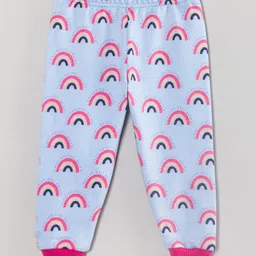 Hugsntugs Cotton Full Sleeves Rainbows Printed Coordinating Sweatshirt & Joggers Set - Blue image 5