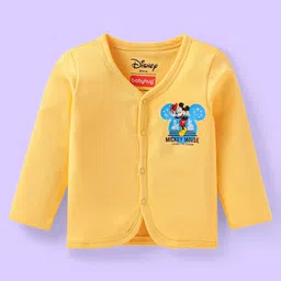Babyhug Disney Interlock Knit Full Sleeves Jhablas with Mickey Mouse Graphics Pack of 3 - White Red & Yellow image 4