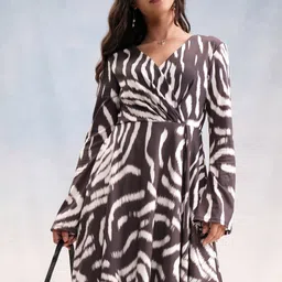 Tokyo Talkies Women Print Fit & Flare Mini Dress-image-92